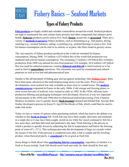 Fishery Basics – Seafood Markets Types of Fishery Products