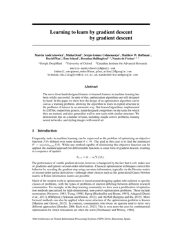 Learning to Learn by Gradient Descent by Gradient Descent