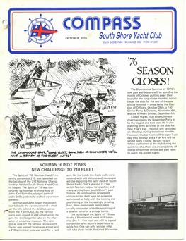 76 SEASON CLOSES! the Bicentennial Summer of 1976 Is Now Past and Boaters Will Be Spending the Month of October Putting Away Their Boats for the Long Winter Months
