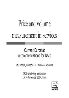 Price and Volume Measurement in Services