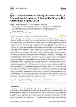 Spatial Heterogeneous of Ecological Vulnerability in Arid and Semi-Arid Area: a Case of the Ningxia Hui Autonomous Region, China