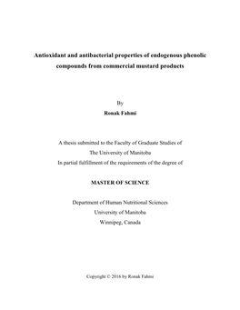 Antioxidant and Antibacterial Properties of Endogenous Phenolic Compounds from Commercial Mustard Products