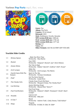 Various Pop Party Mp3, Flac, Wma