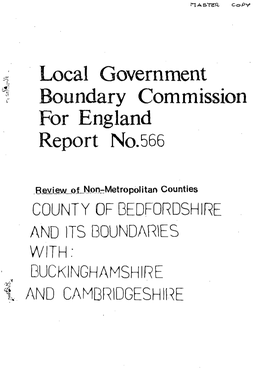 Bedfordshire and Its Boundaries with Buckinghamshire and Cambridge- Shire