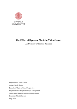 The Effect of Dynamic Music in Video Games an Overview of Current Research