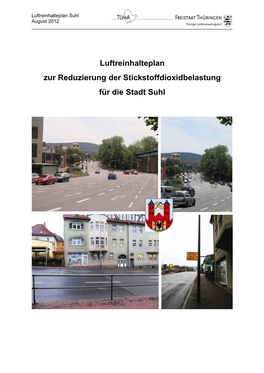 Luftreinhalteplan Für Die Stadt Suhl Der AVISO Gmbh Vom Juli 2011 Verwiesen /16