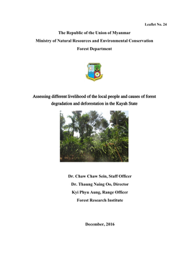 The Republic of the Union of Myanmar Ministry of Natural Resources and Environmental Conservation Forest Department