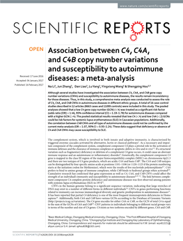 Association Between C4, C4A, and C4B Copy Number Variations And