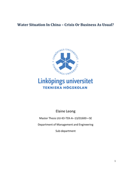 Water Situation in China – Crisis Or Business As Usual?