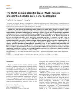 The HECT Domain Ubiquitin Ligase HUWE1 Targets Unassembled Soluble Proteins for Degradation