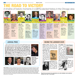 THE ROAD to VICTORY a Timeline of Historic Moments in LGBTQ Elected History in the Chicago Area