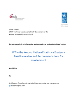 ICT in the Kosovo National Statistical System - Baseline Review and Recommendations for Development