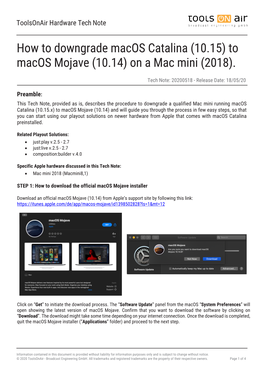 How to Downgrade Macos Catalina (10.15) to Macos Mojave (10.14) on a Mac Mini (2018)