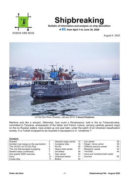 Shipbreaking Bulletin of Information and Analysis on Ship Demolition # 60, from April 1 to June 30, 2020