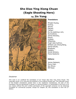 She Diao Ying Xiong Chuan (Eagle Shooting Hero) by Jin Yong Translators