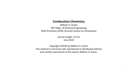 Combustion Chemistry William H