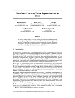 Chess2vec: Learning Vector Representations for Chess