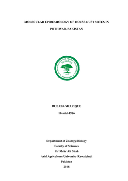 Molecular Epidemiology of House Dust Mites In