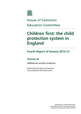 Children First: the Child Protection System in England