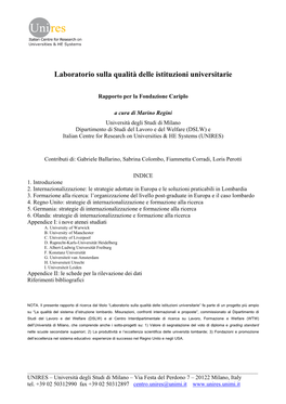 Laboratorio Sulla Qualità Delle Istituzioni Universitarie