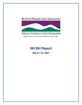 NH Bill Report March 19, 2021 NH Bill Report March 19, 2021