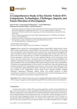 A Comprehensive Study of Key Electric Vehicle (EV) Components, Technologies, Challenges, Impacts, and Future Direction of Development