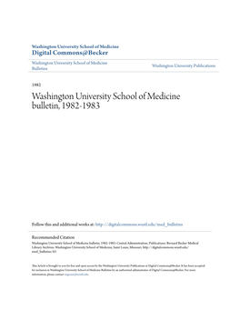 Washington University School of Medicine Bulletin, 1982-1983