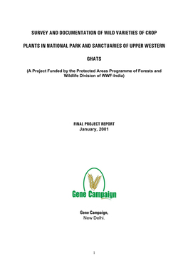 Survey and Documentation of Wild Varieties of Crop Plants in National