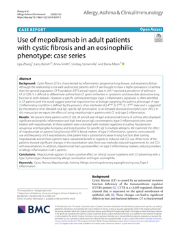 Use of Mepolizumab in Adult Patients with Cystic Fibrosis and An