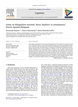 Limits on Bilingualism Revisited: Stress 'Deafness' in Simultaneous French