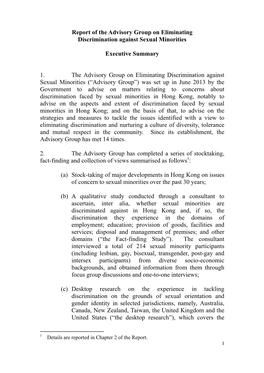 Report of the Advisory Group on Eliminating Discrimination Against Sexual Minorities