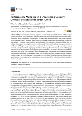 Participatory Mapping in a Developing Country Context: Lessons from South Africa