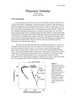 Planetary Nebulae Jacob Arnold AY230, Fall 2008