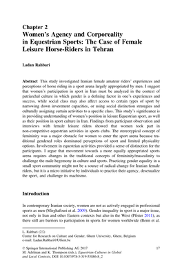 Women's Agency and Corporeality in Equestrian Sports: the Case of Female Leisure Horse-Riders in Tehran