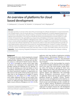 An Overview of Platforms for Cloud Based Development G
