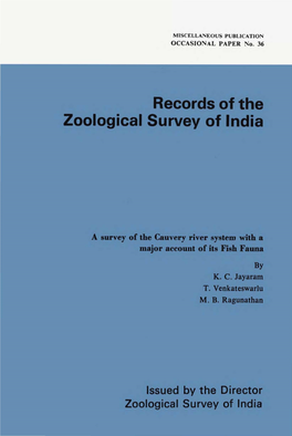 OCCASIO I AL PAPER O. 36 RECORDS of the ZOOLOGICAL SURVEY of INDIA