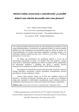 América Latina, Tecnocracia Y Centroderecha: ¿Es Posible Deducir Una Relación Inexorable Entre Estos Factores?