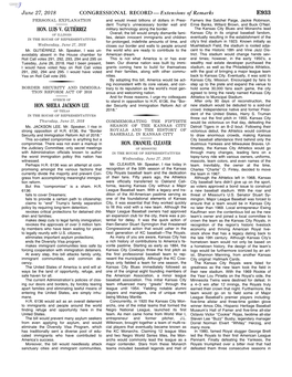 CONGRESSIONAL RECORD— Extensions of Remarks E933 HON