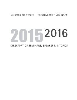 Directory of Seminars, Speakers, & Topics