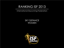 RANKING ISF 2013 International Skyrunning Federation