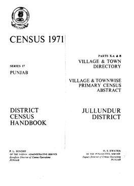 Village & Townwise Primary Census Abstract, Jullundur, Part X-A & B