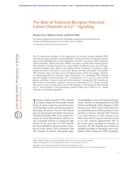 The Role of Transient Receptor Potential Cation Channels in Ca2þ Signaling