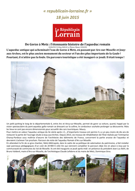 « Republicain-Lorraine.Fr » 18 Juin 2015