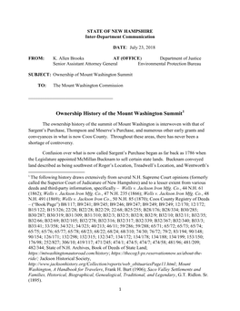 Ownership History of the Mount Washington Summit1