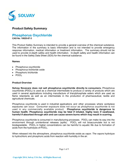Phosphorus Oxychloride CAS No
