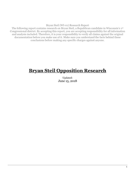 Bryan Steil Opposition Research