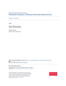 Fair Division Michael Meurer Boston Univeristy School of Law