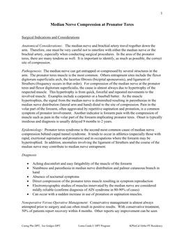 Median Nerve Compression at Pronator Teres