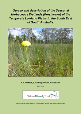 Survey and Description of the Seasonal Herbaceous Wetlands (Freshwater) of the Temperate Lowland Plains in the South East of South Australia
