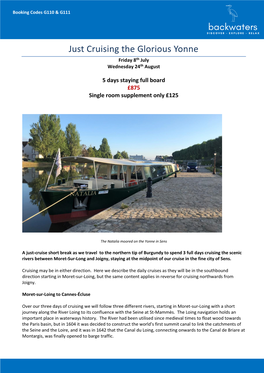 Just Cruising the Glorious Yonne Friday 8Th July Wednesday 24Th August